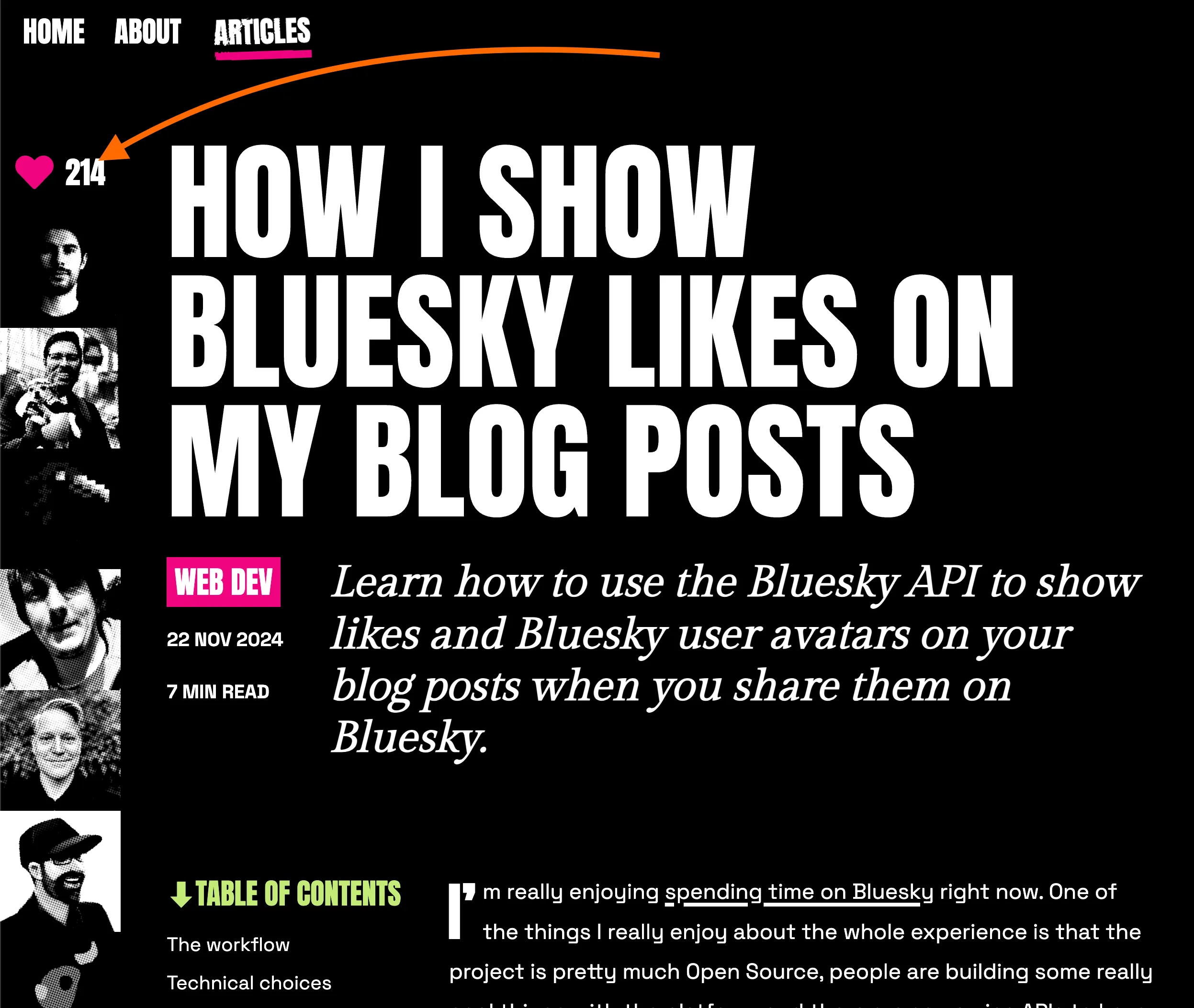 Screenshot of Salma's Bluesky likes section, which has a unique design with a speech bubble and a different avatar layout